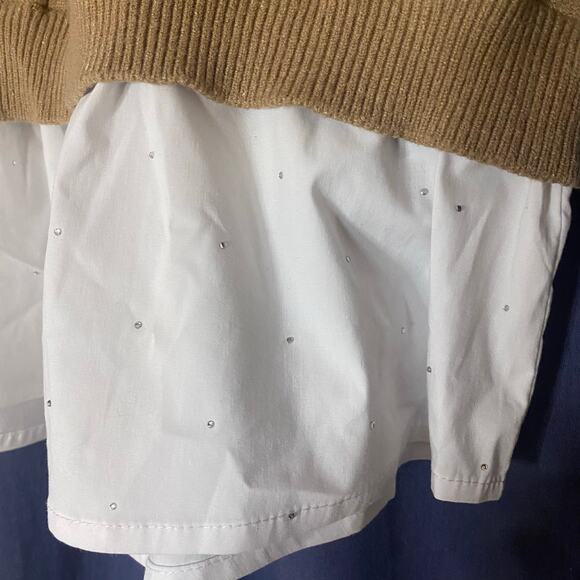 Laundry By Shelli Segal Preppy Embellished Layered Sweater Cuffs Size Medium - Picture 3 of 8